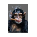 Peinture sur toile avec singe chimpanz, affiche de cigares fums, art mural imprim, dcoration de salon, ...