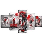 Peinture sur toile de style geisha japonais, affiche d'art murale imprim�e, peinture d�corative, d�coration ...
