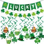 Pendentif d'anniversaire en forme de trfle avec lettre irlandaise tire (lot de 2)