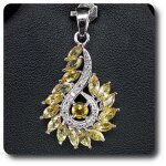 Pendentif citrine & topaze blanche argent 925 + plaqu� or blanc 14 k.