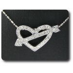 Pendentif diamant cz 50 x 3 mm plaqu� or blanc 18 k + chaine.