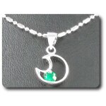 Pendentif emeraude 1x4 mm plaqu or blanc 18 k.