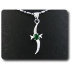 Pendentif emeraude 1x4 mm plaqu or blanc 18 k.