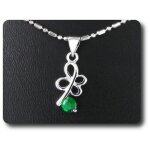 Pendentif emeraude 1x4 mm plaqu or blanc 18 k.