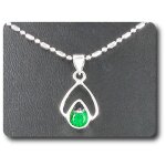 Pendentif emeraude 1x5 mm plaqu or blanc 18 k.