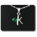 Pendentif emeraude 1x5 mm plaqu or blanc 18 k.
