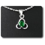 Pendentif emeraude 4 mm plaqu or blanc 18 k.