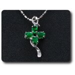 Pendentif emeraude 4x6 mm plaqu or blanc 18 k.
