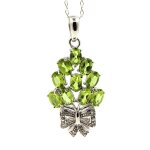 Pendentif peridot & topaze blanche . argent 925 + chaine en argent 925