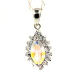 Pendentif quartz arc en ciel argent 925 + chaine en argent 925.