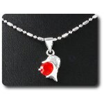 Pendentif rubis 1x6 mm plaqu or blanc 18 k.
