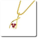 Pendentif rubis 3x2 mm plaqu or 18 k.