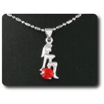 Pendentif rubis 5 mm plaqu or blanc 18 k.