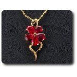 Pendentif rubis 5x7 mm plaqu or 18 k.