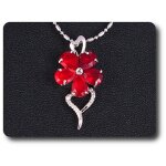 Pendentif rubis 5x7 mm plaqu or blanc 18 k.