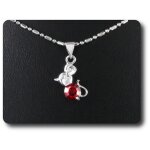 Pendentif rubis 6 mm plaqu or blanc 18 k.