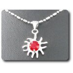 Pendentif rubis 6 mm plaqu or blanc 18 k.