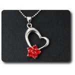 Pendentif rubis 6x3 mm plaqu or blanc 18 k.