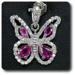 Pendentif rubis argent 925 + plaqu or blanc 14 k.