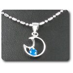 Pendentif saphir bleu 1x4 mm plaqué or blanc 18 k. Pendentif saphir bleu 1x4 mm plaqué or blanc 18 k.