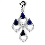 Pendentif saphir bleu argent 925 + chaine en argent 925.