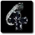 Pendentif saphir noir & topaze blanche argent 925 + plaqué or blanc 14 k. Pendentif saphir noir & topaze blanche argent 925 + plaqué or blanc 14 k.
