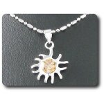 Pendentif saphir orange 6 mm plaqué or blanc 18 k. Pendentif saphir orange 6 mm plaqué or blanc 18 k.