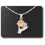 Pendentif saphir orange 9 mm plaqué or blanc 18 k. Pendentif saphir orange 9 mm plaqué or blanc 18 k.