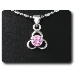 Pendentif saphir rose 4 mm plaqué or blanc 18 k. Pendentif saphir rose 4 mm plaqué or blanc 18 k.