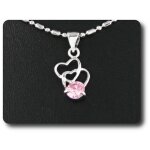 Pendentif saphir rose 5 mm plaqué or blanc 18 k. Pendentif saphir rose 5 mm plaqué or blanc 18 k.