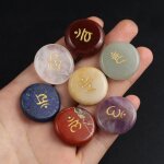 Pendule de charbon naturel grav, sept chakras, attention os, gemmes de gurison reiki, ensemble de 7 ...