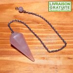 Pendule conique facett� quartz rose 3, 8 cm radiesth�sie esot�risme