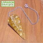 Pendule divinatoire orgonite facett� citrine 4, 4 cm (r�f 1)