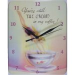 Pendule metal cream coffe pin up tasse a caf horloge