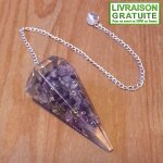 Pendule orgonite facett� am�thyste 4, 4 cm radiesth�sie esot�risme (r�f 2)