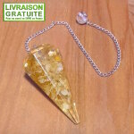 Pendule orgonite facett� citrine 4, 4 cm radiesth�sie esot�risme (r�f 1)