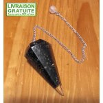 Pendule orgonite facett� tourmaline noire 4, 6 cm radiesth�sie esot�risme