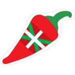 Piment d'espelette drapeau pays basque transparent autocollant adhésif sticker logo36 - taille : 25 cm ... Piment d'espelette drapeau pays basque transparent autocollant adhésif sticker logo36 - taille : 25 cm ...