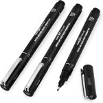 Pin lot de 3 stylos a pointe fine noireencre rsistante a l'eau et a la dcolorationidal pour les croquis, ...