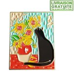 Pin's pins chat noir dans le tableau les tournesols van gogh