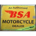 Plaque bsa motorcycle dealer jaune vieillit ronde 30cm tole deco garage