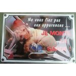 Plaque chien atention je monte la garde humour tole metal