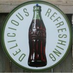 Plaque coca cola delicious refreshing ronde tole bub bar usa Plaque coca cola delicious refreshing ronde tole bub bar usa
