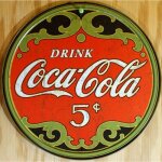 Plaque coca cola ronde drink tole deco bar pub restaurant Plaque coca cola ronde drink tole deco bar pub restaurant