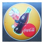 Plaque coca cola sprite boy bouteille ronde jaune 30cm dco americaine usa