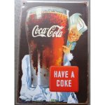 Plaque coca cola et sprite boy derriere un verre tole 30cm Plaque coca cola et sprite boy derriere un verre tole 30cm