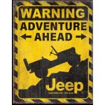 Plaque dcorative warning adventure ahead jeep 41x32cm tole usa