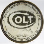 Plaque flingue pistole marque colt tole ronde deco usa pub Plaque flingue pistole marque colt tole ronde deco usa pub