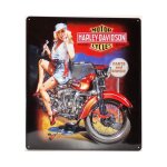 Plaque harley davidson pin up m�cano et sa moto tole usa deco garage loft