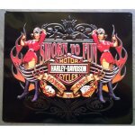 Plaque harley davidson sworn to fun 2 pin up rouge et flames